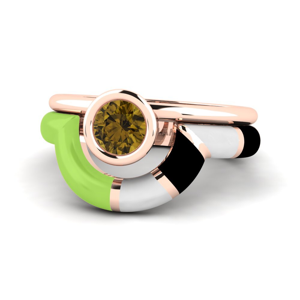 Circón Marrón Anillo Rondek SET