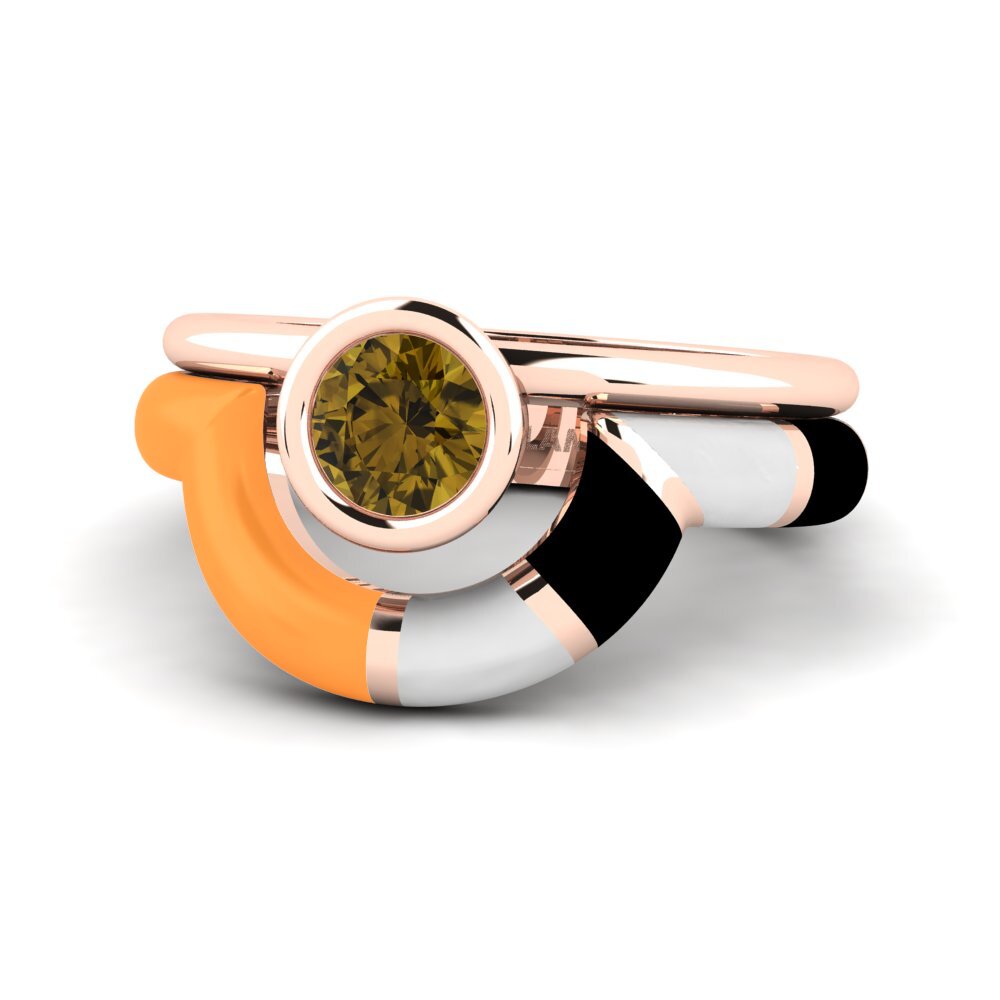 Brauner Zirkon Ring Rondek SET