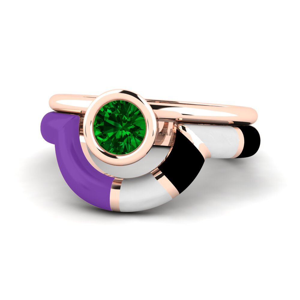Grüner Zirkonia Ring Rondek SET