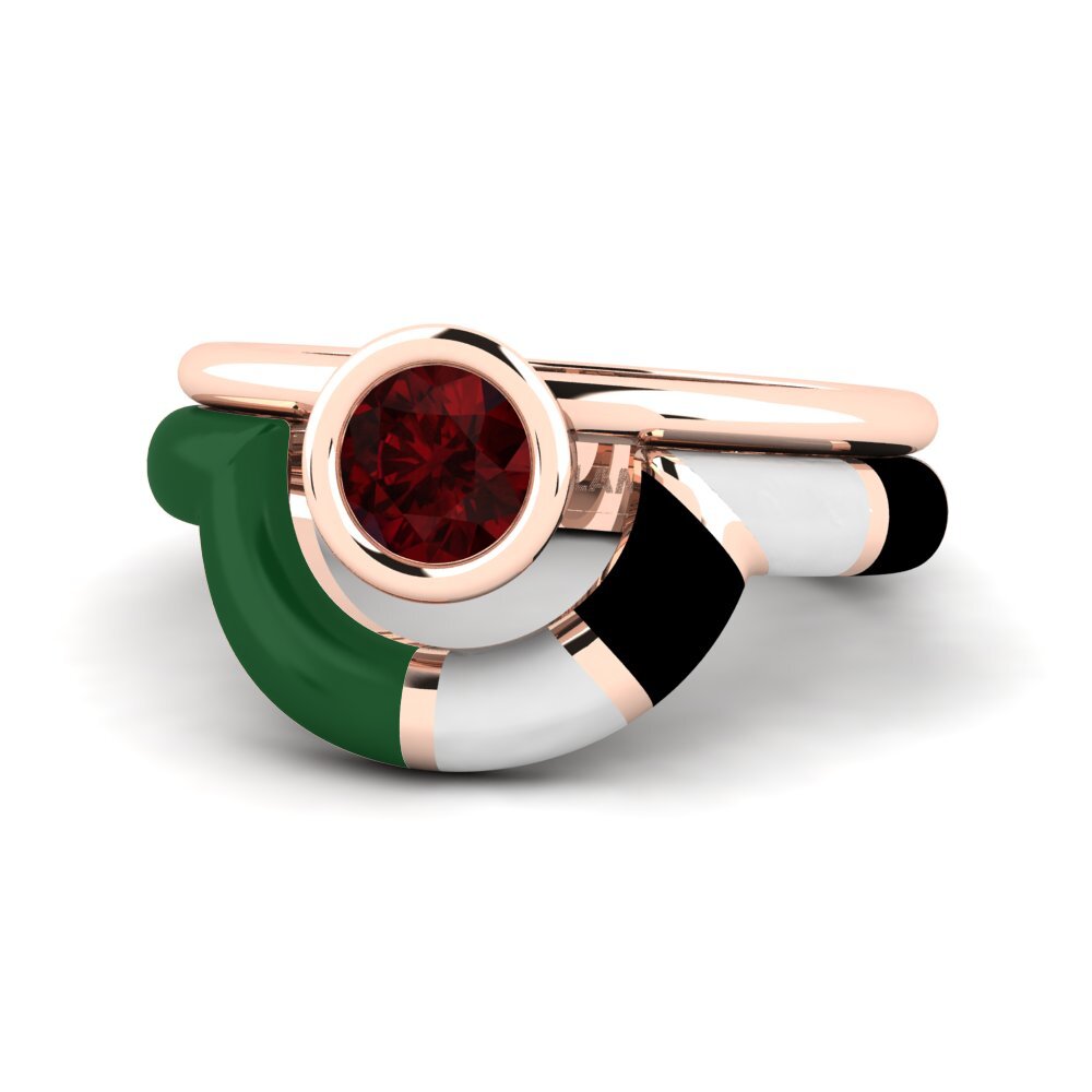 Garnet Ring Rondek SET