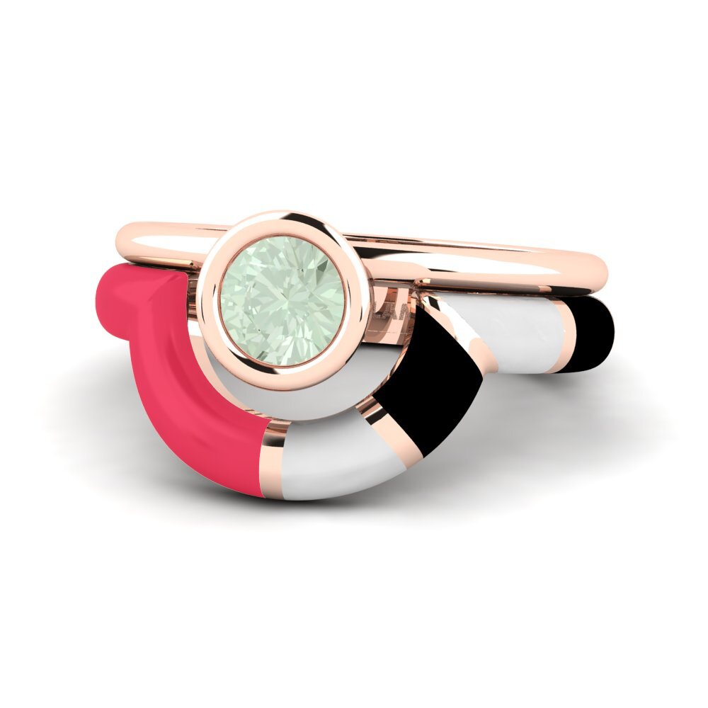 Grüner Amethyst Ring Rondek SET