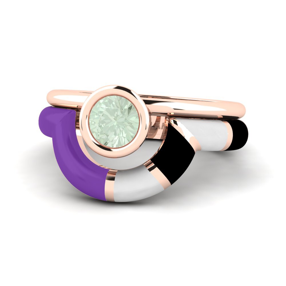 Grüner Amethyst Ring Rondek SET