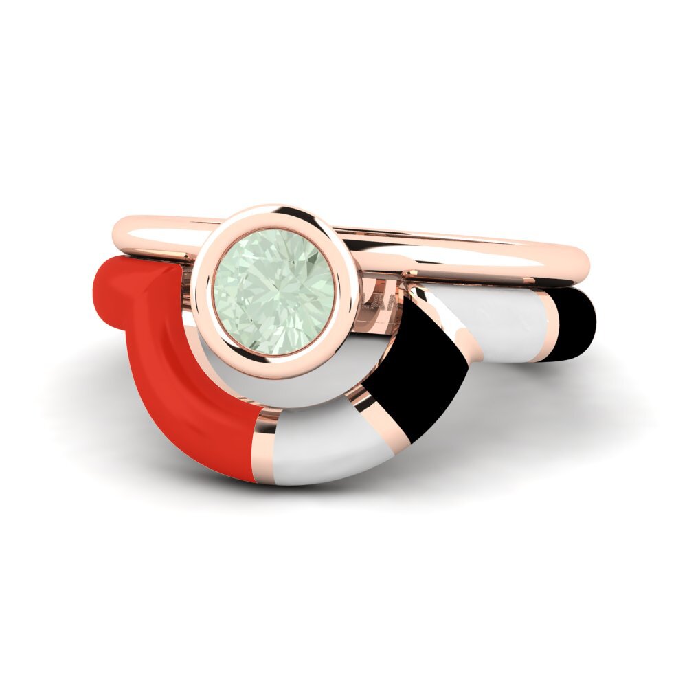 Améthyste Verte Bague Rondek SET