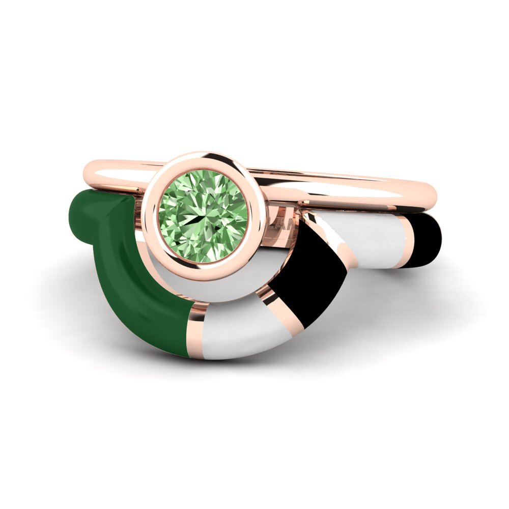Green Diamond Ring Rondek SET