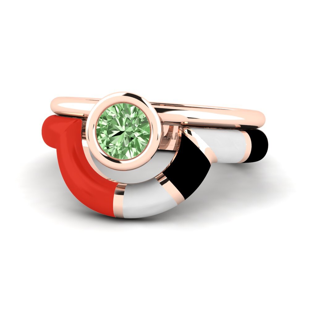 Grüner Diamant Ring Rondek SET
