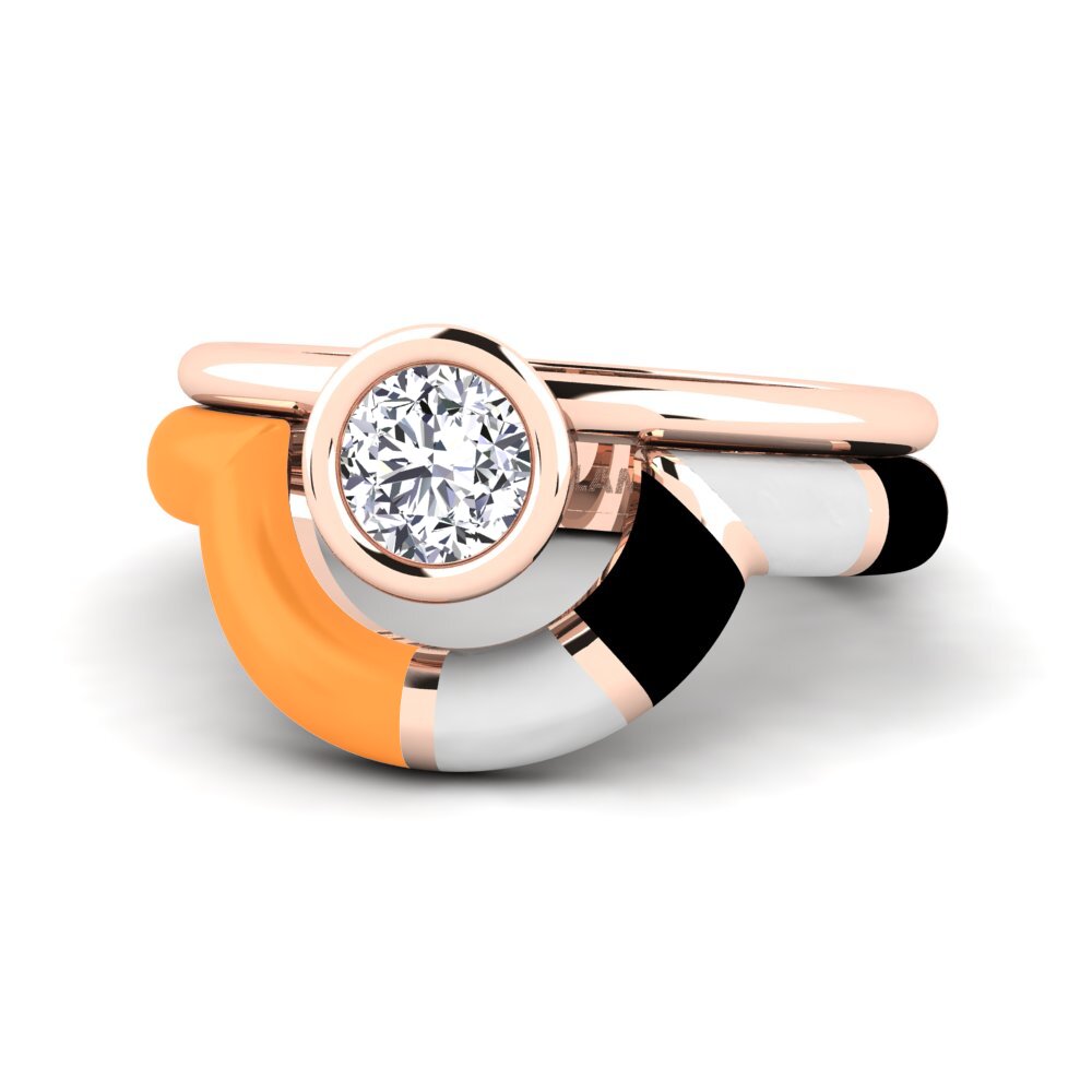 Rotgold 375 Ring Rondek SET
