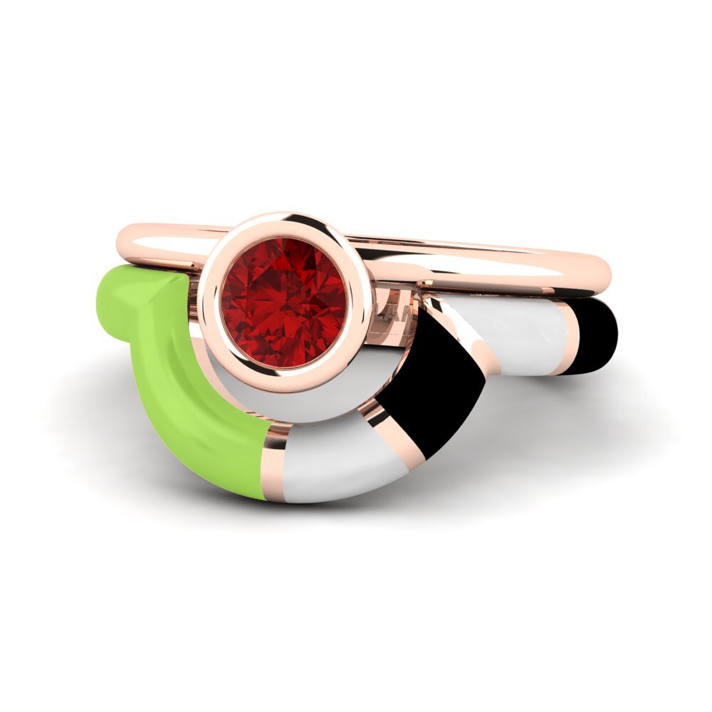 Rubin (im Labor gezüchtet) Ring Rondek SET