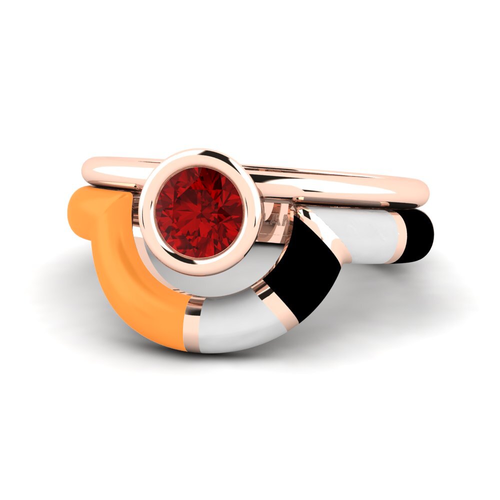 Rubin (im Labor gezüchtet) Ring Rondek SET