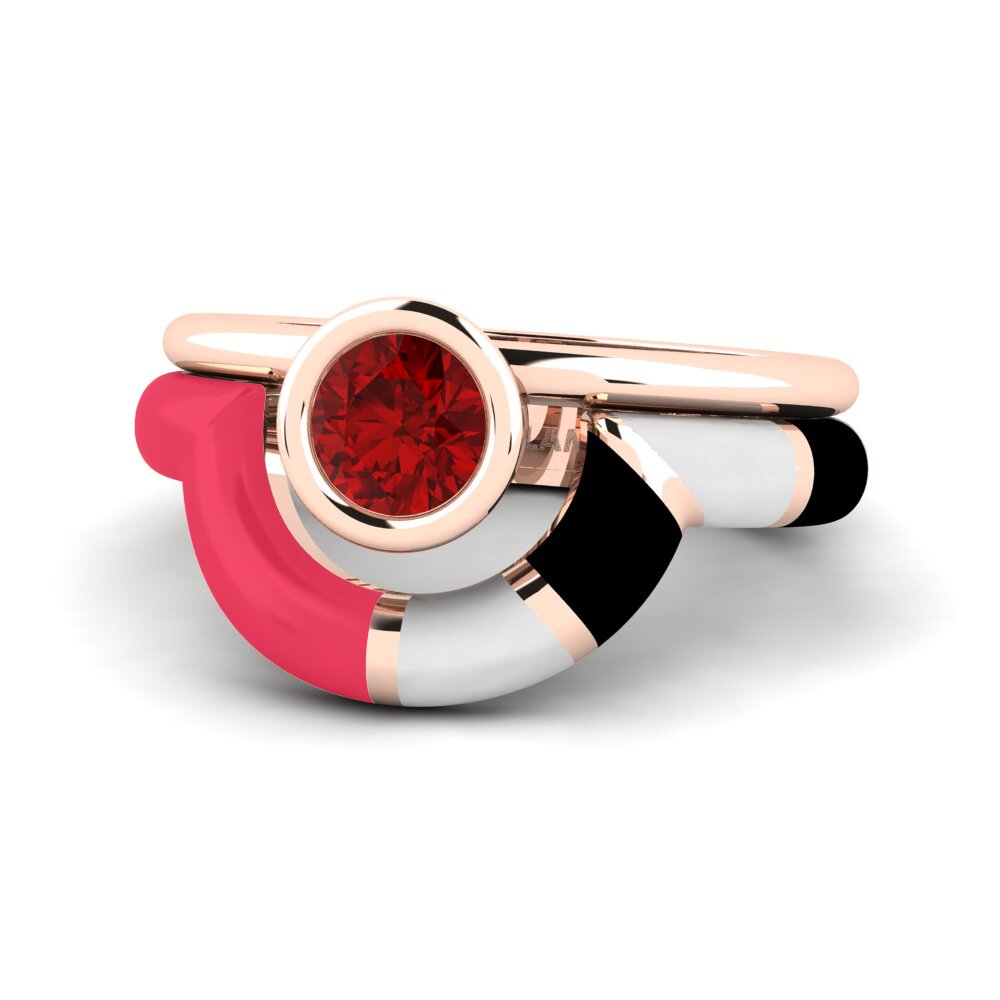 Rubin (im Labor gezüchtet) Ring Rondek SET