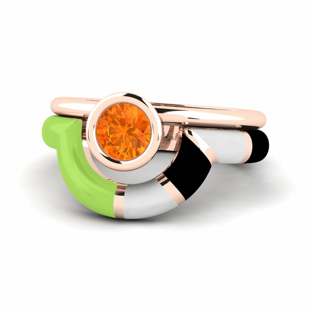 Saphir orange Bague Rondek SET