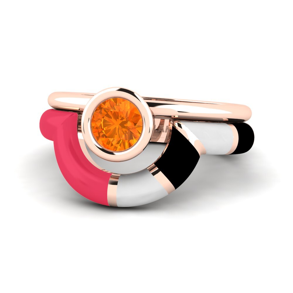 Orangefarbener Saphir Ring Rondek SET