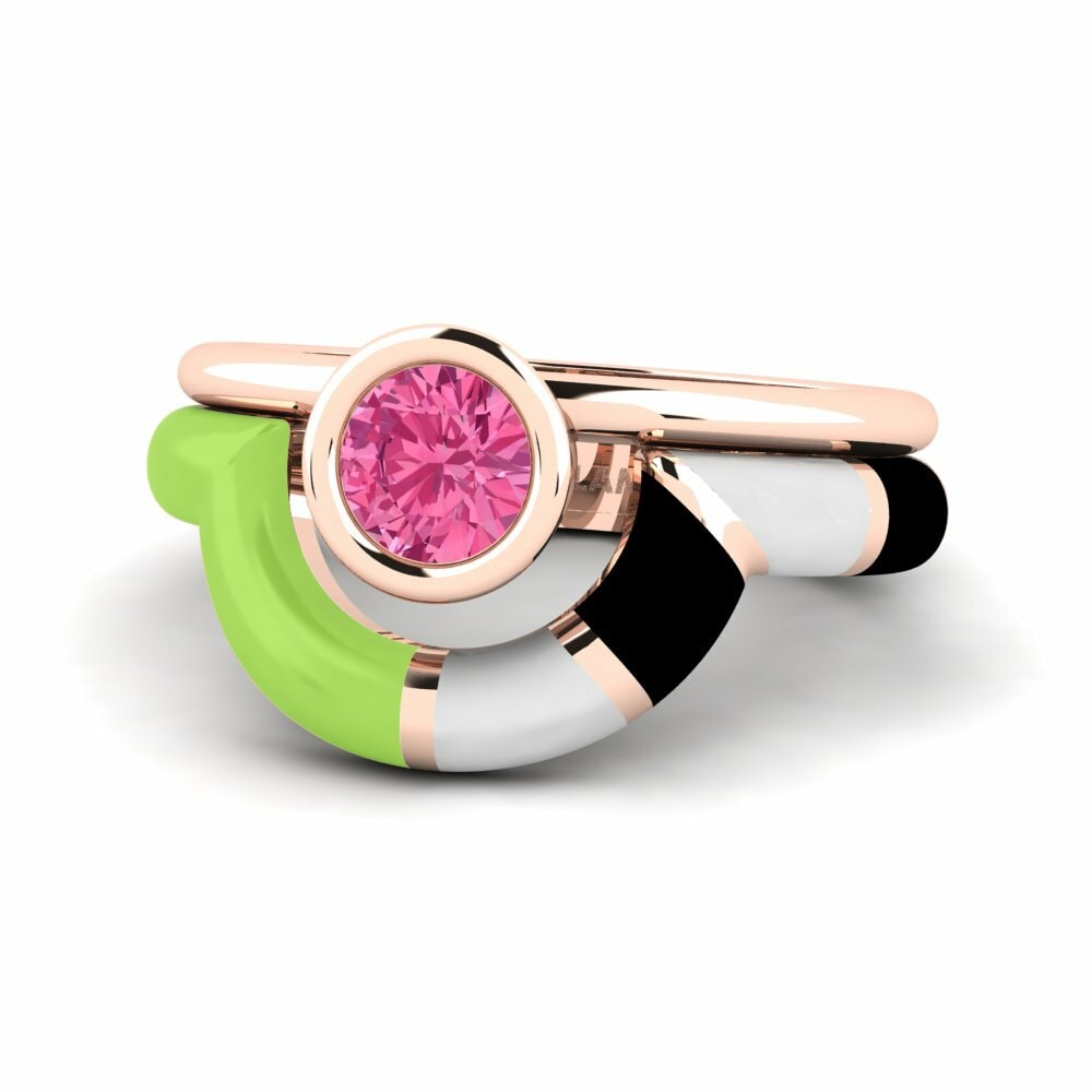 Tourmaline Rose Bague Rondek SET