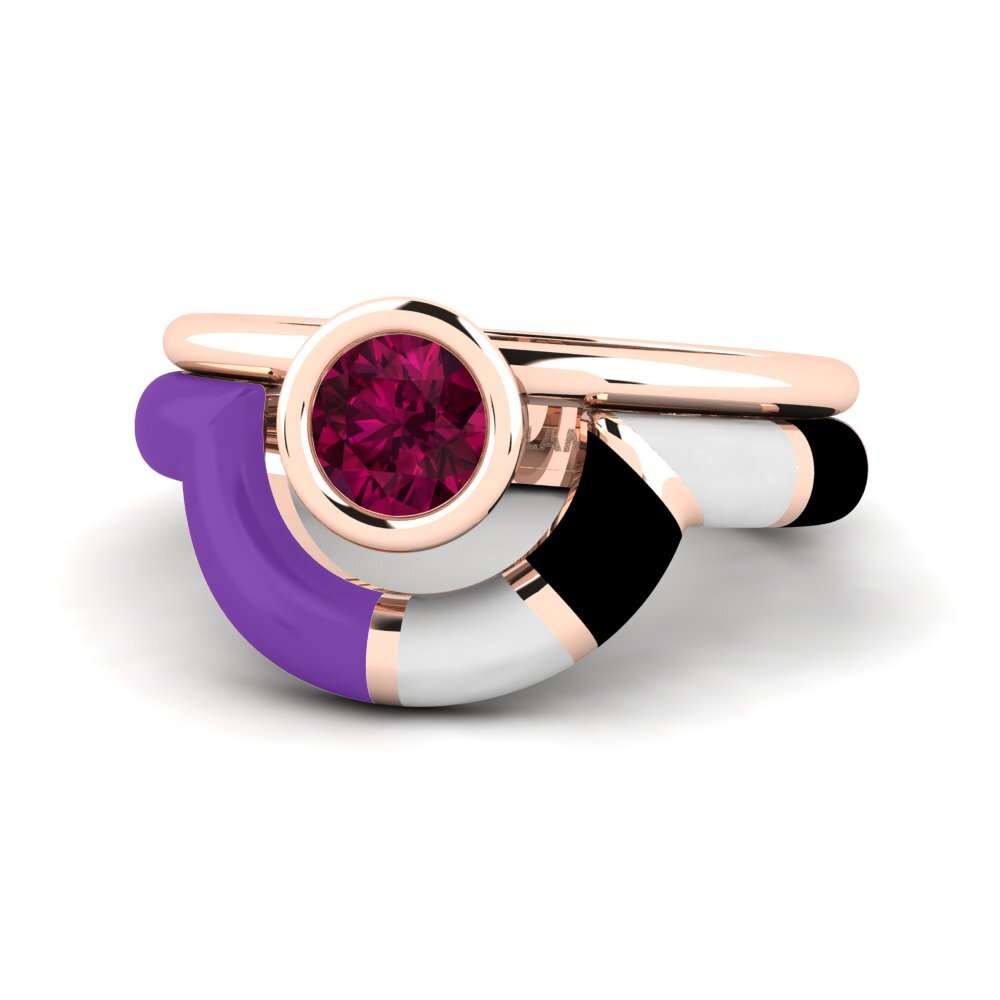 Granate Rhodolite Anillo Rondek SET