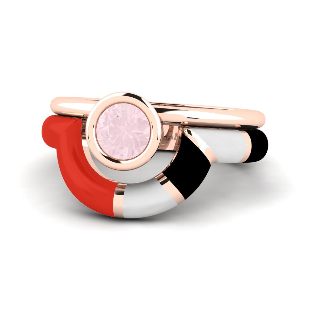 Rosenquarz Ring Rondek SET