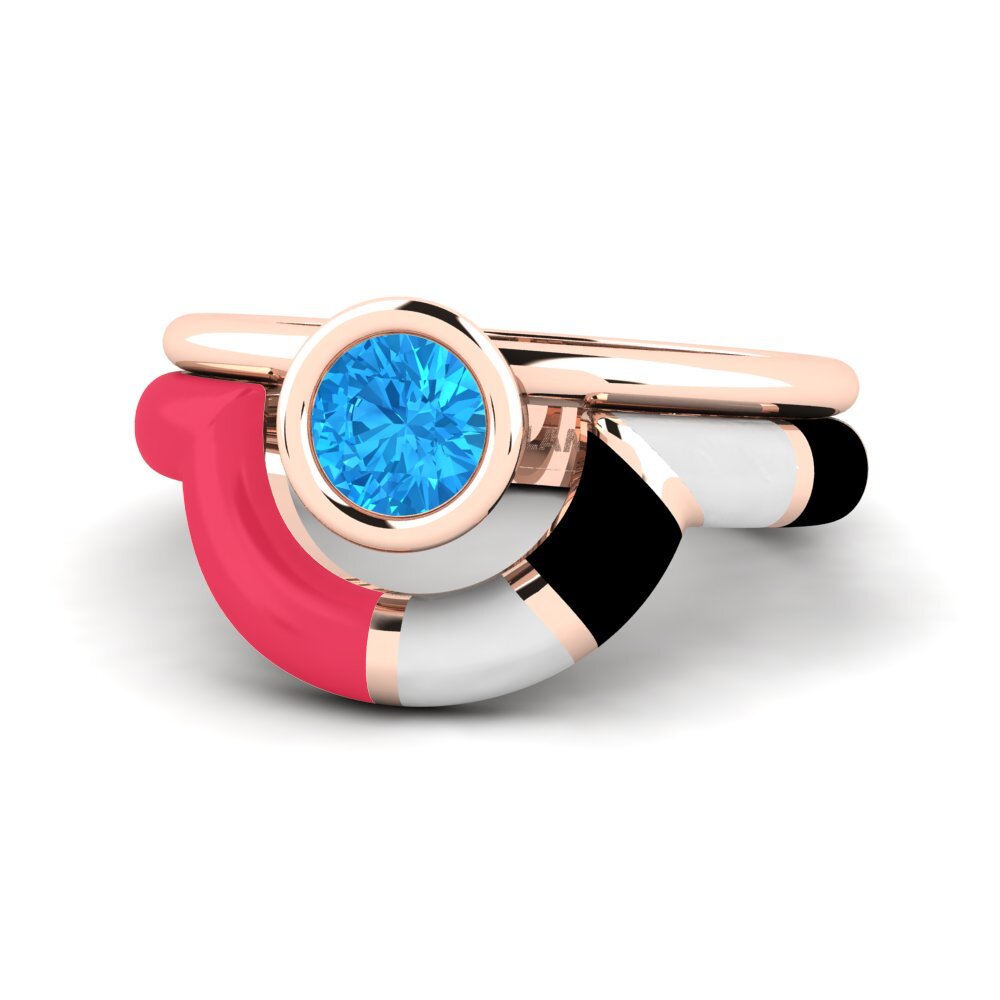 Blauer Topas Ring Rondek SET