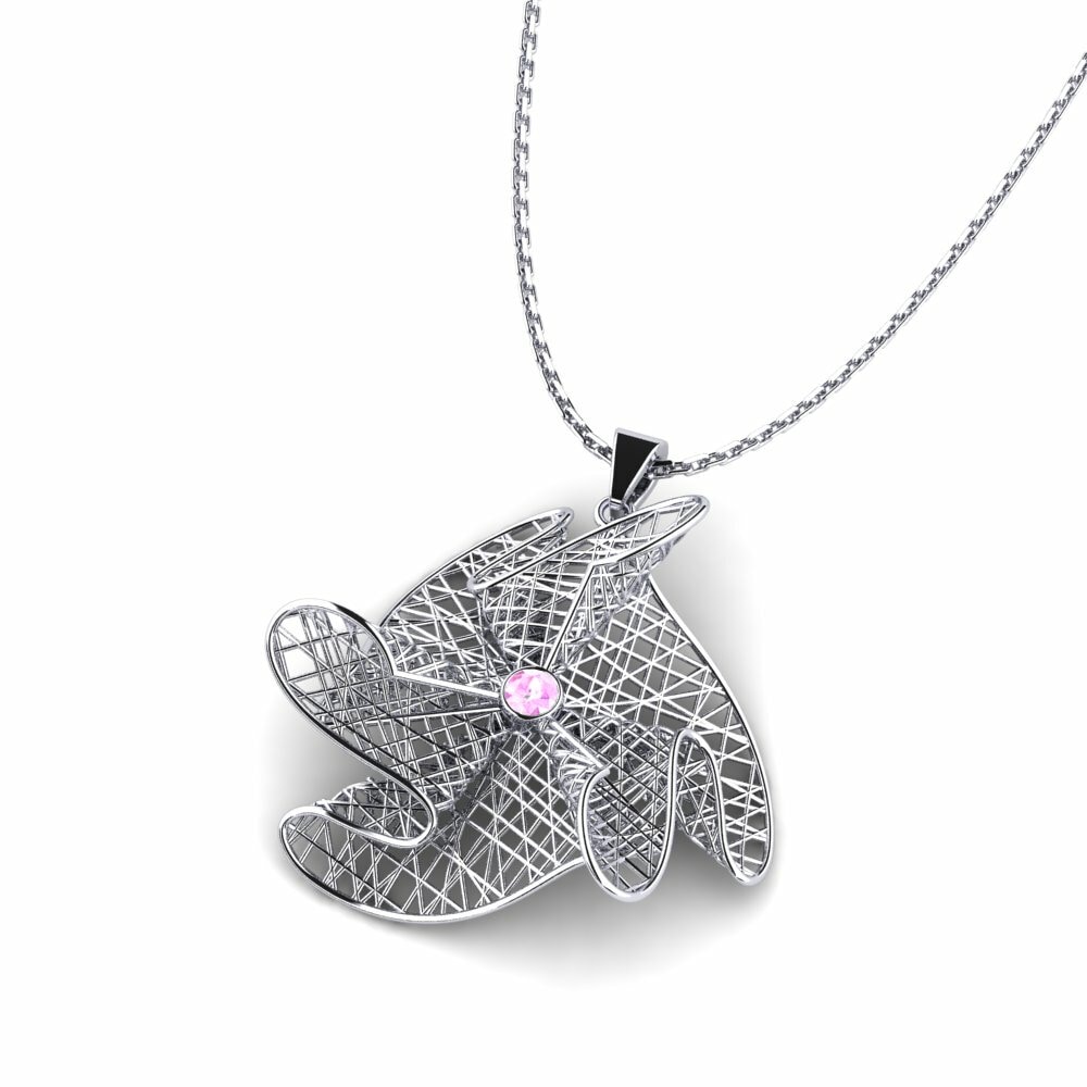 Roze Saffier Dames Hanger Roosa