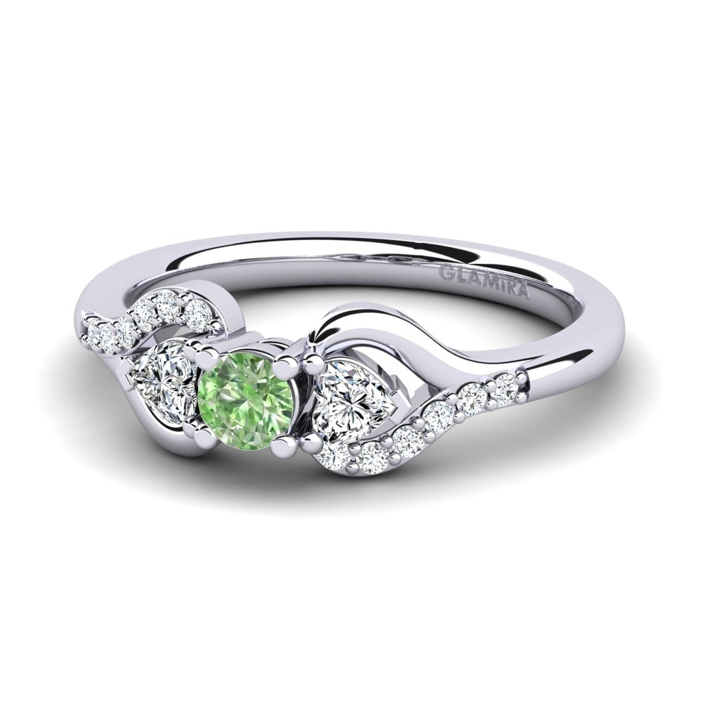 Diamante Verde Anillo de compromiso Roselina 0.16 crt