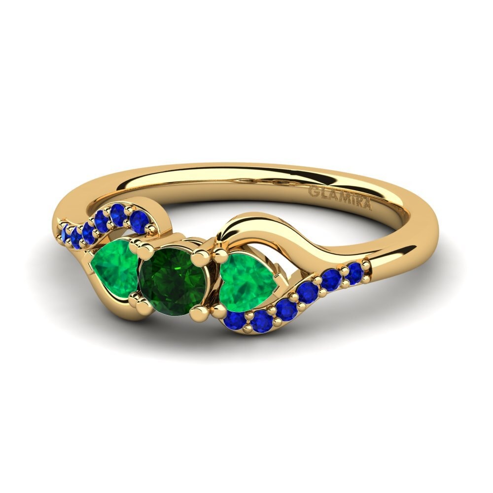 14ct Yellow Gold Green Tourmaline Engagement Ring Roselina 0.16 crt