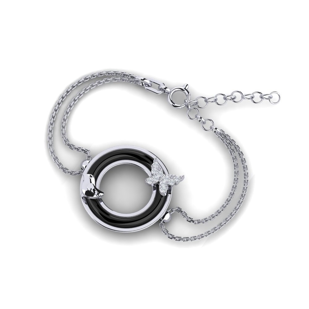 14k Oro Blanco Pulsera de Mujer Rosette