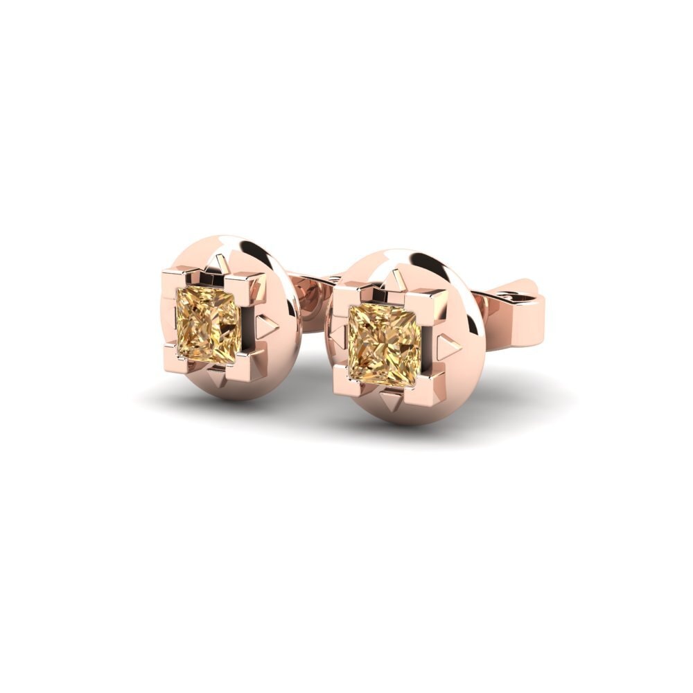 14k Oro Rosa Diamante café Pendiente de mujer Rostislav