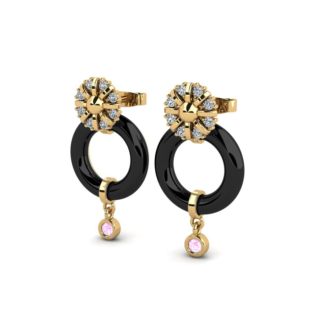 Safira Rosa Brincos Feminino Row