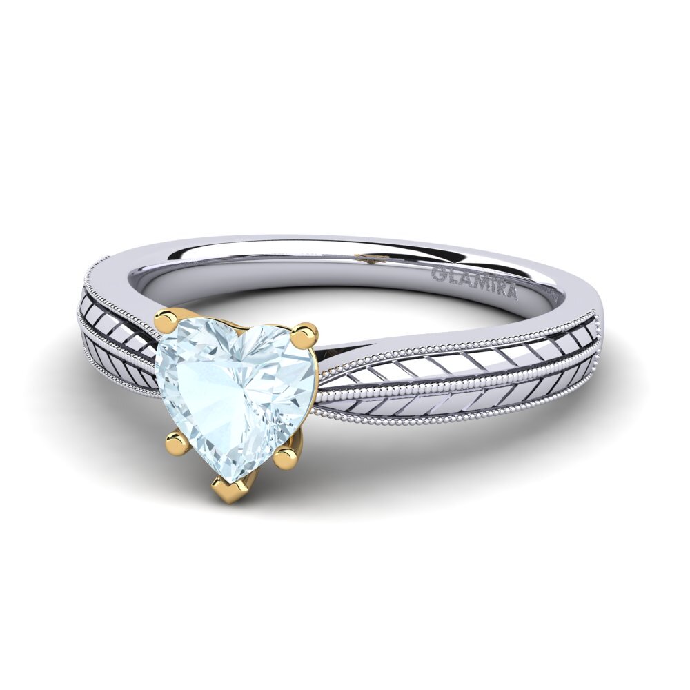 14ct White & Yellow Gold Aquamarine Women's Ring Roxanne