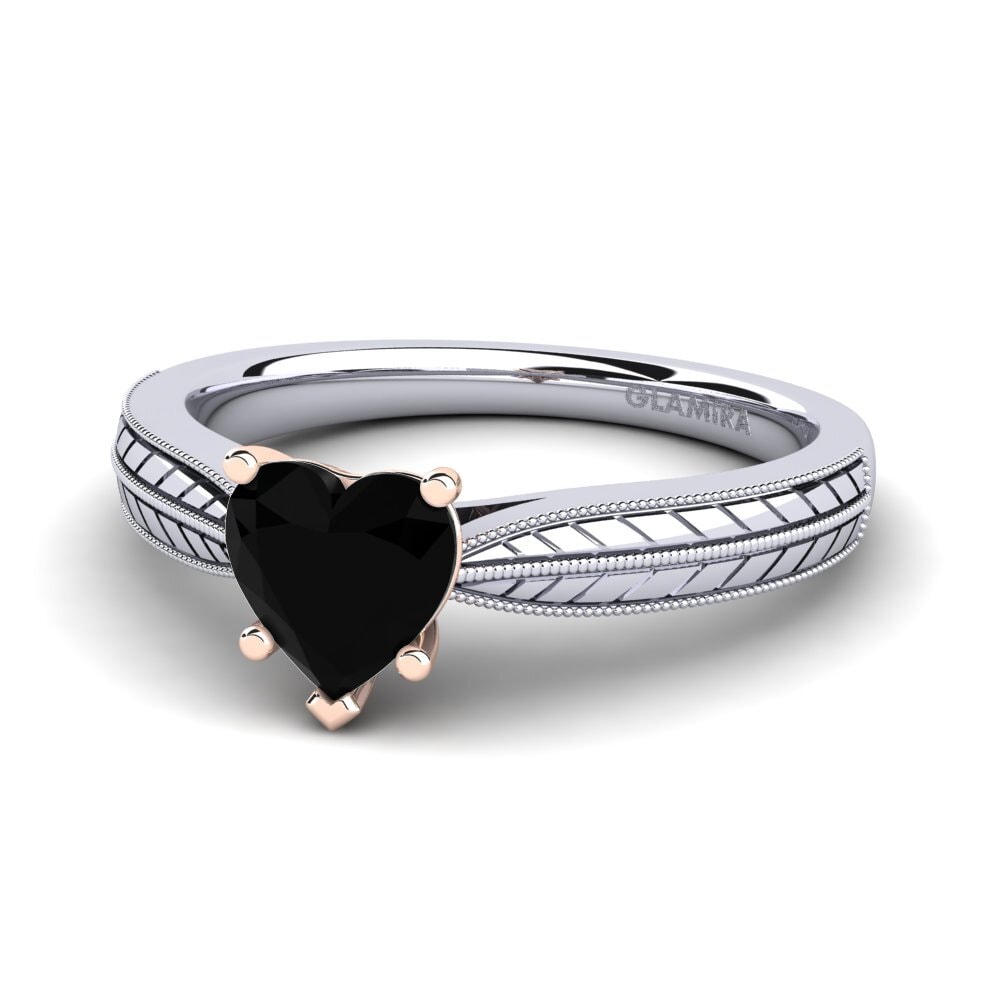 14ct White & Rose Gold Black Sapphire Women's Ring Roxanne