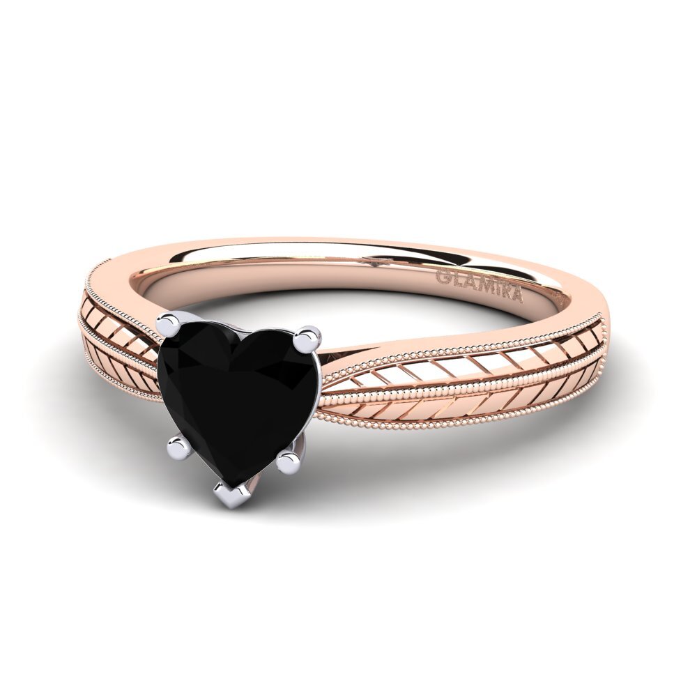 9ct Rose & White Gold Black Diamond Women's Ring Roxanne