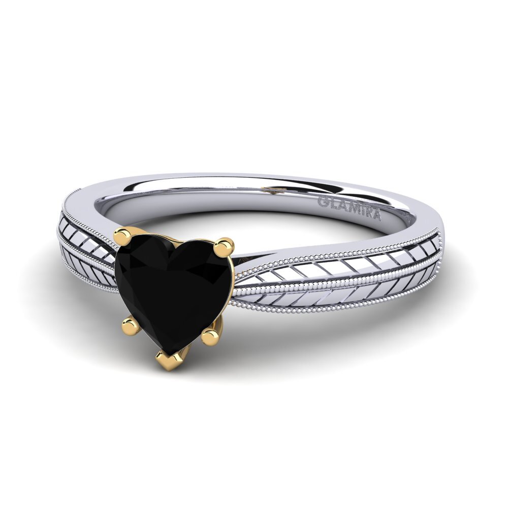 18ct White & Yellow Gold Black Diamond Women's Ring Roxanne