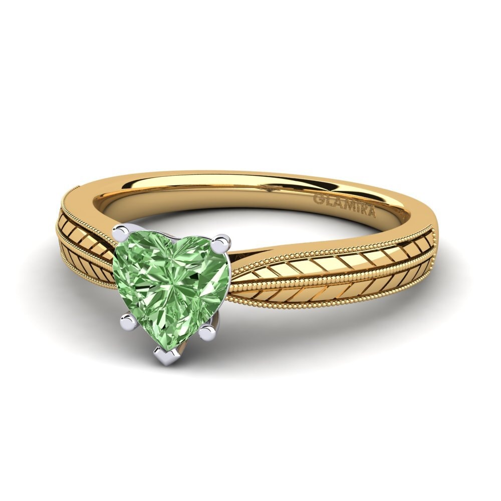 18ct Yellow & White Gold Green Diamond Women's Ring Roxanne