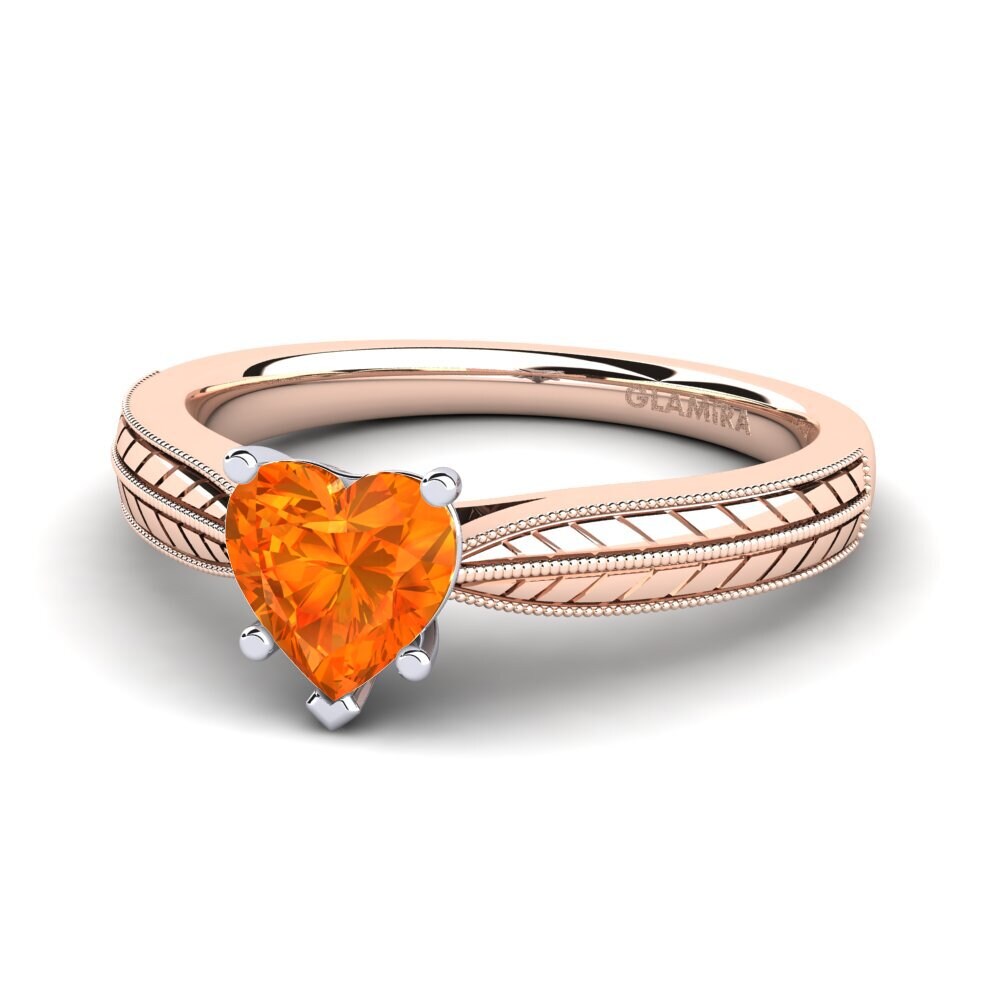18ct Rose & White Gold Orange Sapphire Women's Ring Roxanne