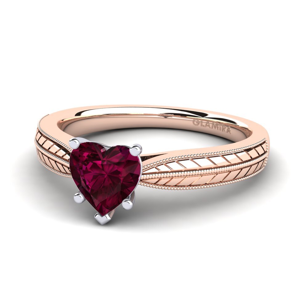 18ct Rose & White Gold Rhodolite Garnet Women's Ring Roxanne