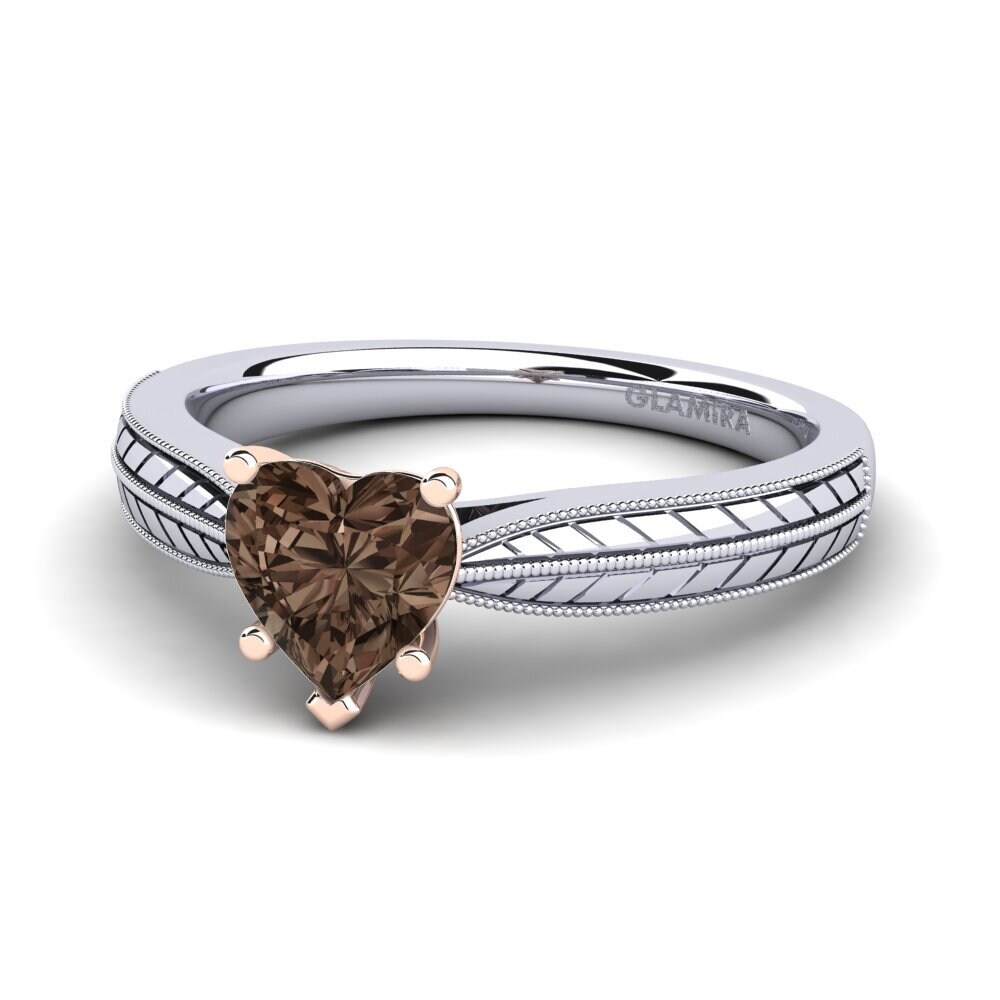 9ct White & Rose Gold Smoky Quartz Women's Ring Roxanne