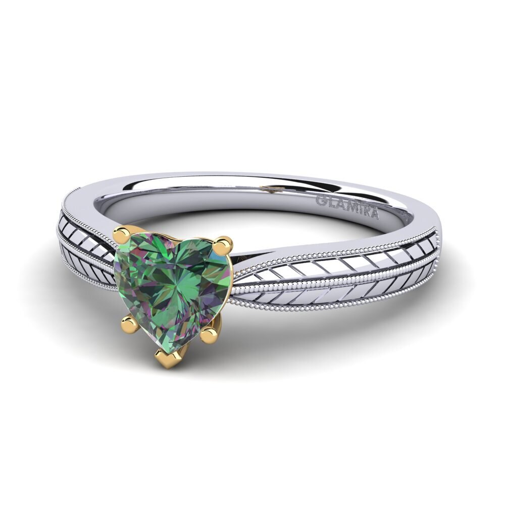 14k Oro Blanco & Amarillo Topacio Místico Anillo de Mujer Roxanne