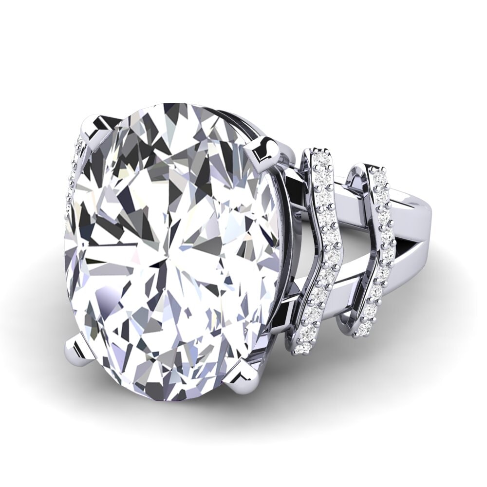 18k Oro Blanco Anillo Rubi