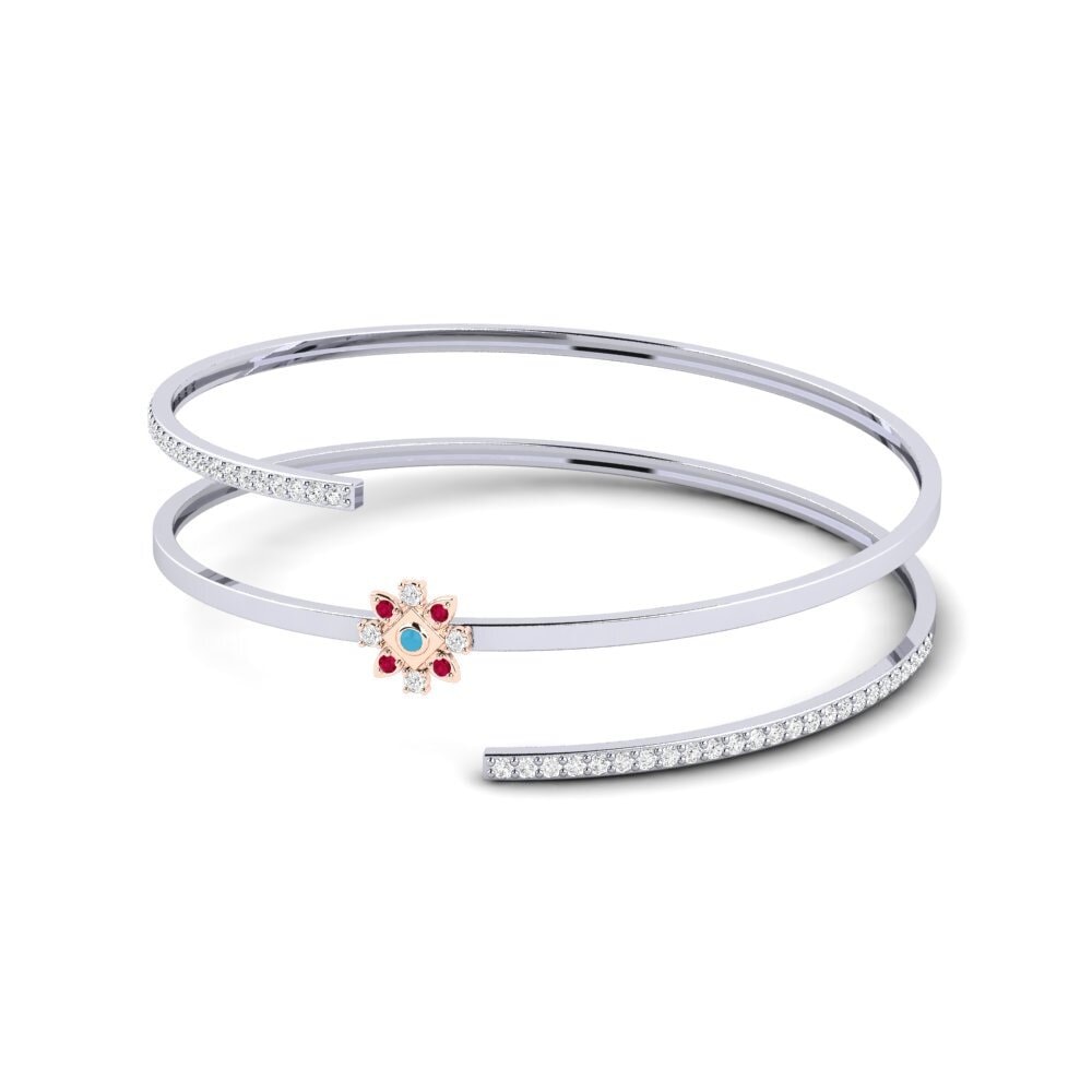 Or Blanc & Rose 750 Bracelet jonc femme Rubiini