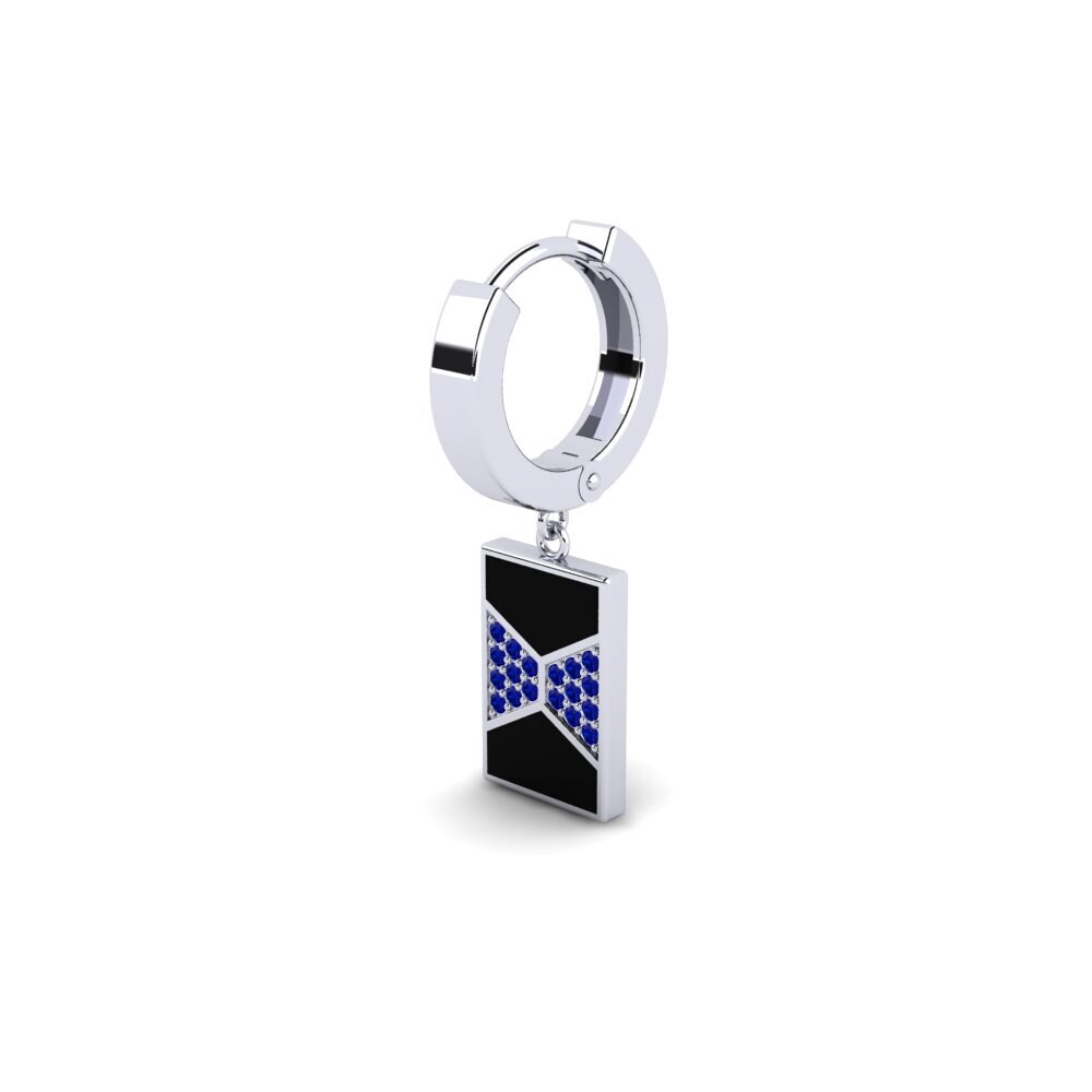 9k Oro Blanco Zafiro Pendiente para hombre Rugen