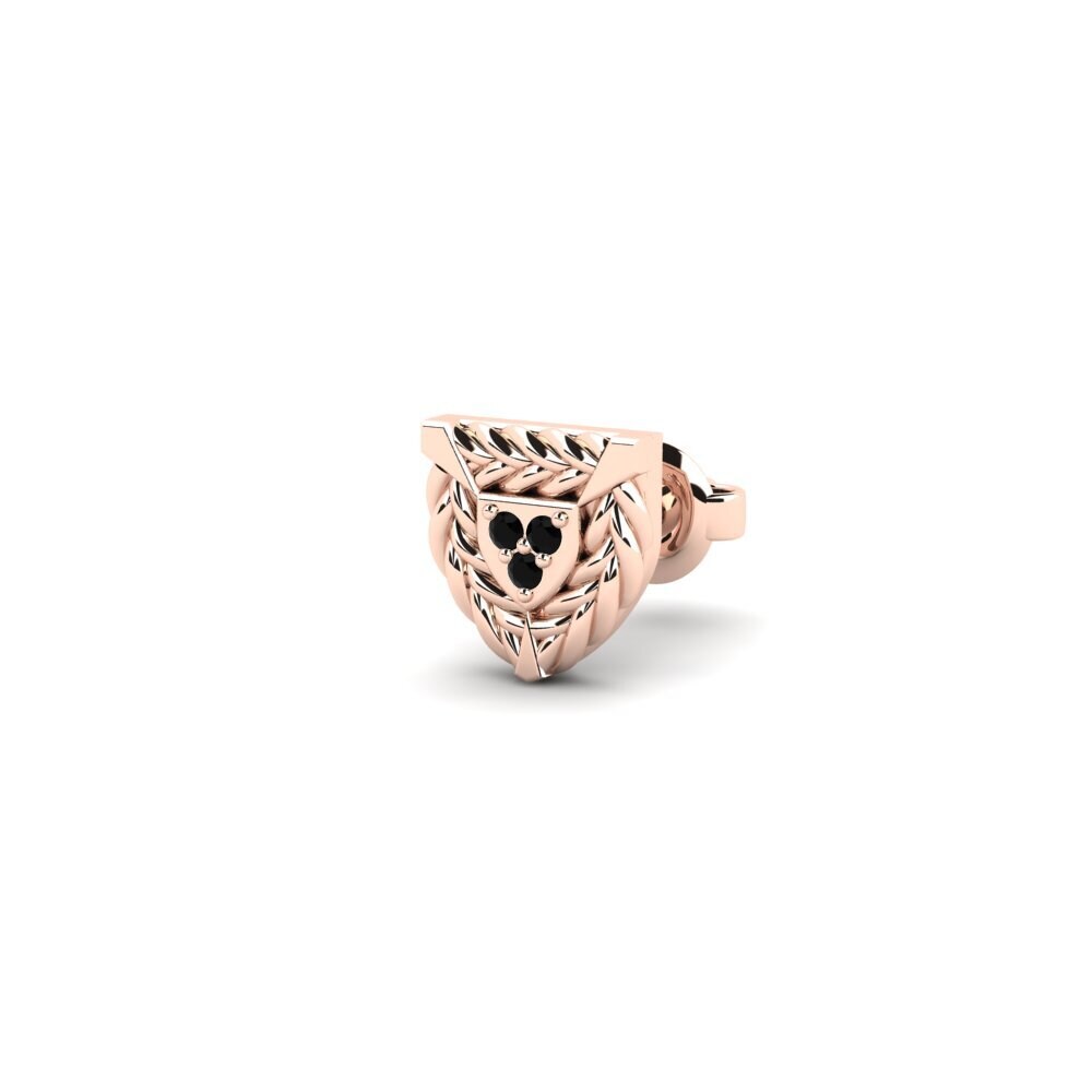 585 Červené zlato Černý diamant Pánské náušnice Rune