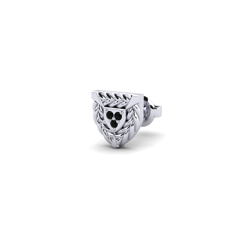 925 stříbro Černý diamant Pánské náušnice Rune