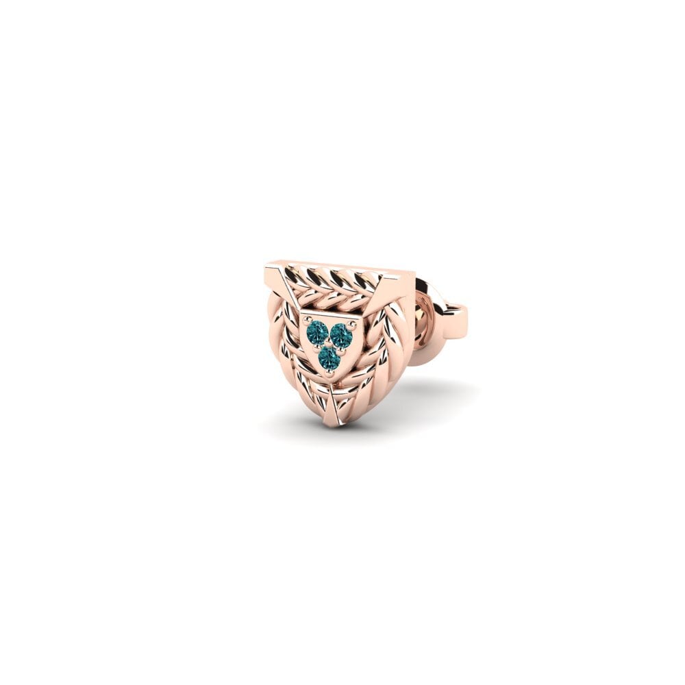 14ct Rose Gold Blue Diamond Men's Earring Rune