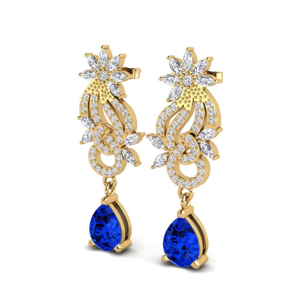 Pear Sapphire (Lab Created) Women's Earring Ryann