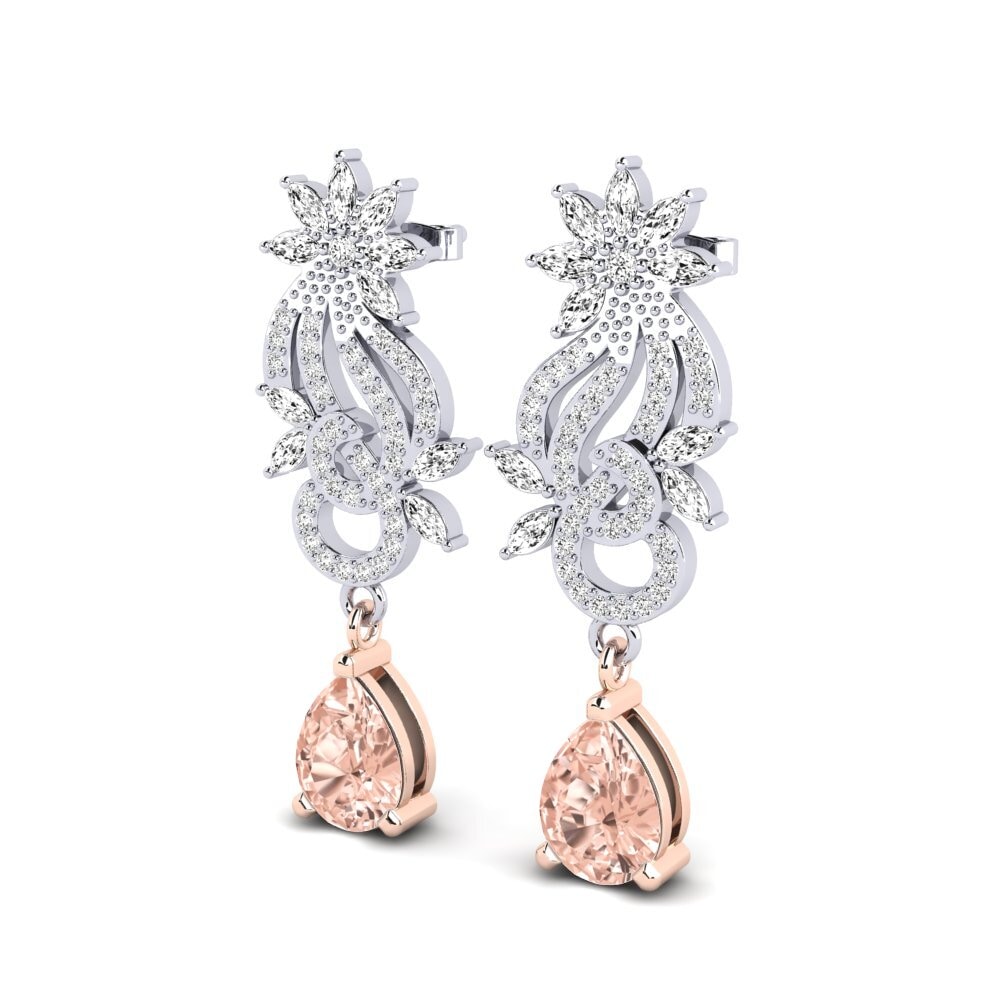 14ct White & Rose Gold Morganite Women's Earring Ryann