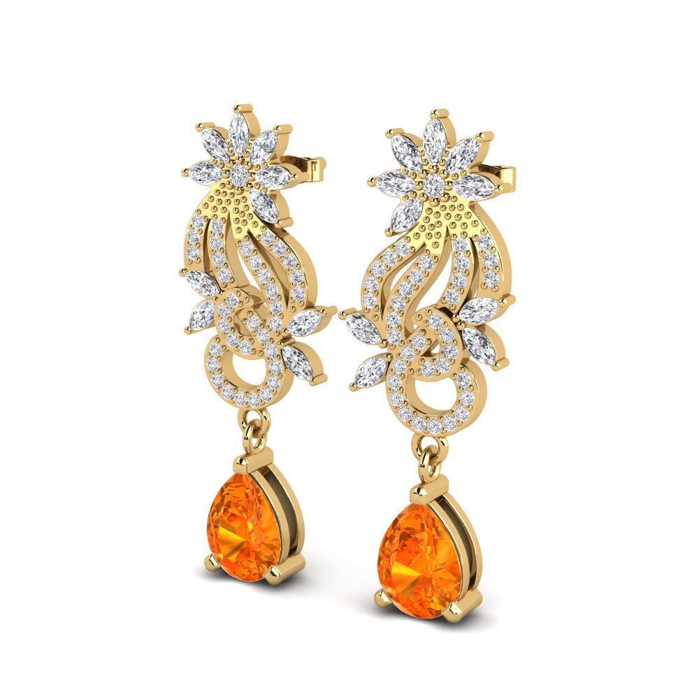 Orangefarbener Saphir Damen ohrring Ryann