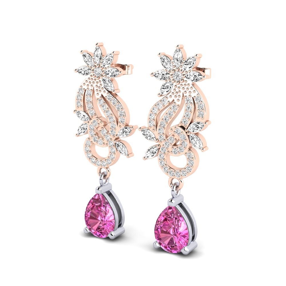 18k Oro Rosa & Blanco Topacio Rosa Pendiente de mujer Ryann