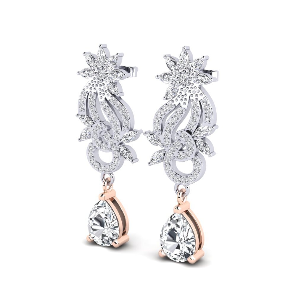 14ct White & Rose Gold White Zircon Women's Earring Ryann