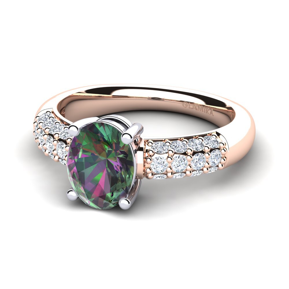 9ct Rose & White Gold Mystic Topaz Engagement Ring Sabina