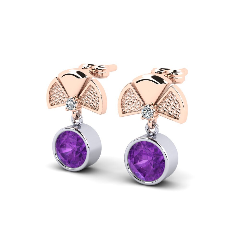18ct Rose & White Gold Women's Earring Sables