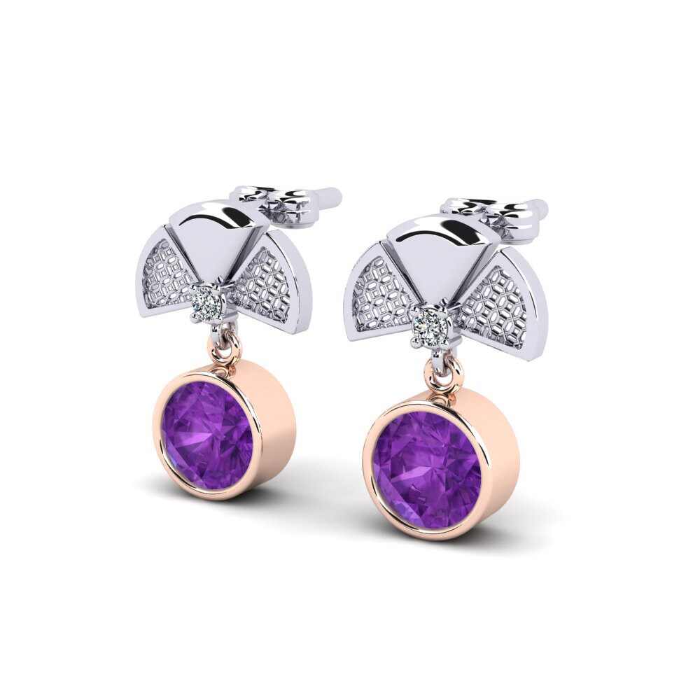 18ct White & Rose Gold Women's Earring Sables