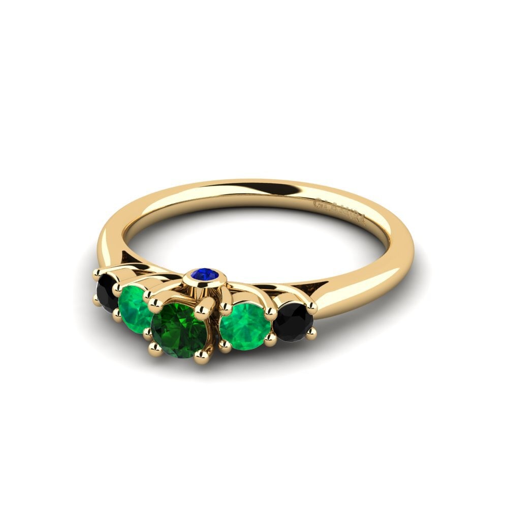 14ct Yellow Gold Green Tourmaline Engagement Ring Sadie 0.16 crt
