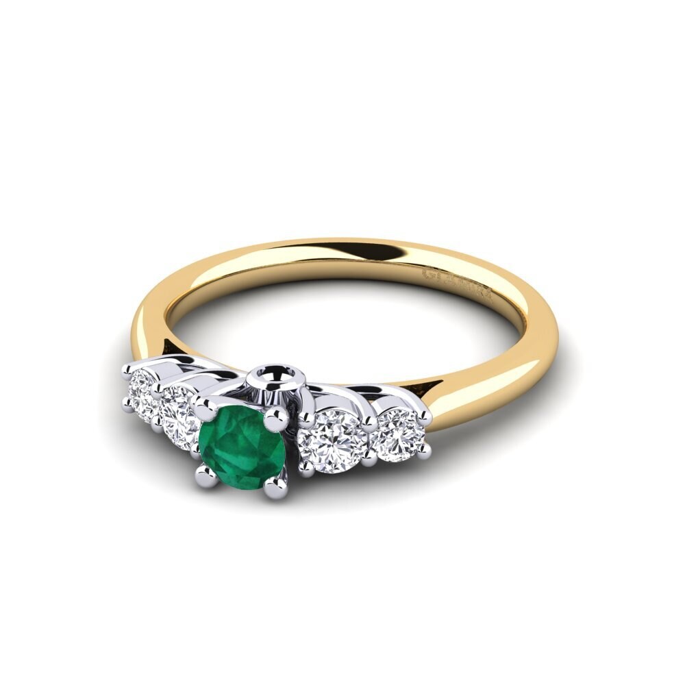 Vàng-Trắng 14K Đá Emerald / Ngọc lục Bảo Nhẫn đính hôn Sadie 0.25 crt